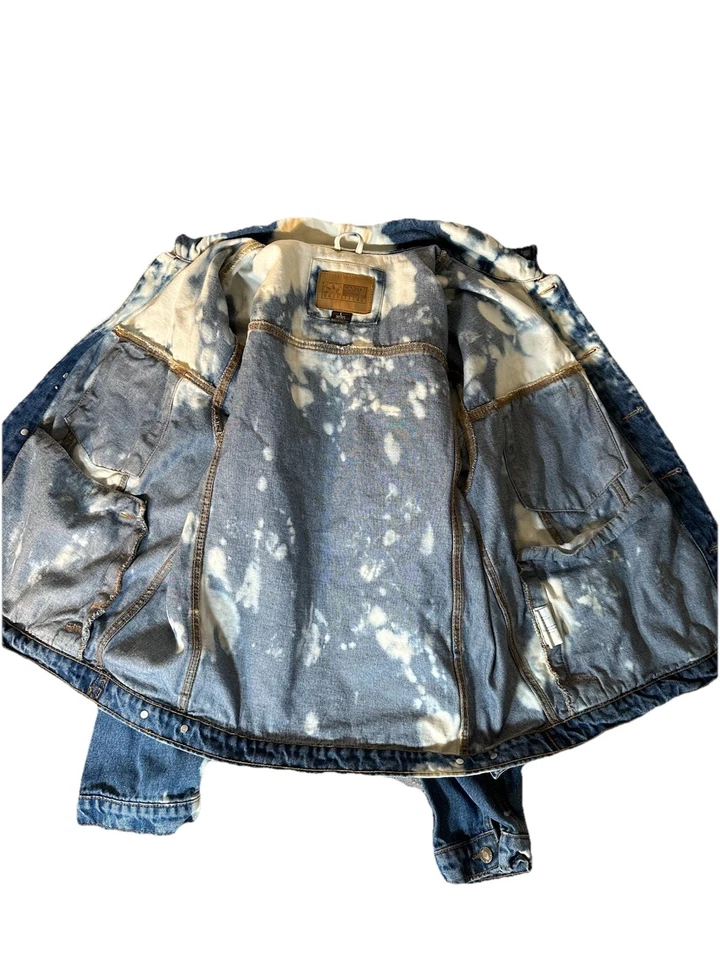 Jaqueta jeans vintage grande década de 1990 personalizada m512025 corante artístico - Imagem 3 de 4