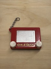 Vtg 90 s Etch A Sketch Mini Keychain Pocket Drawing Toy Red Untested Mar2426