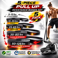 Pull Up Resistance Bands Set 5 Levels Workout Fitness Exercise Gym Assist