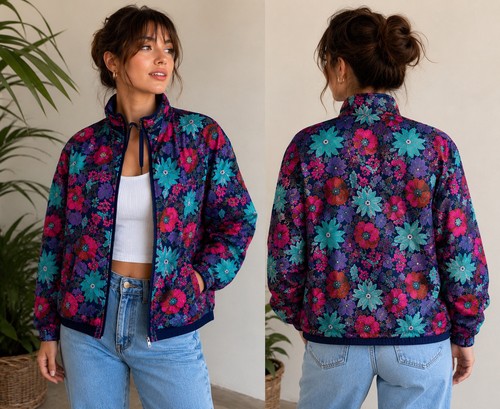 BOLD SPIRIT Vintage 90s Windbreaker Jacket Med Drawcord Collar Full Zip Pockets