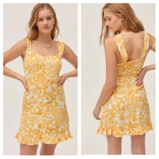 Faithful The Brand Lou Lou Mini Dress Hestia Floral in Jasmine Yellow Size S / 4