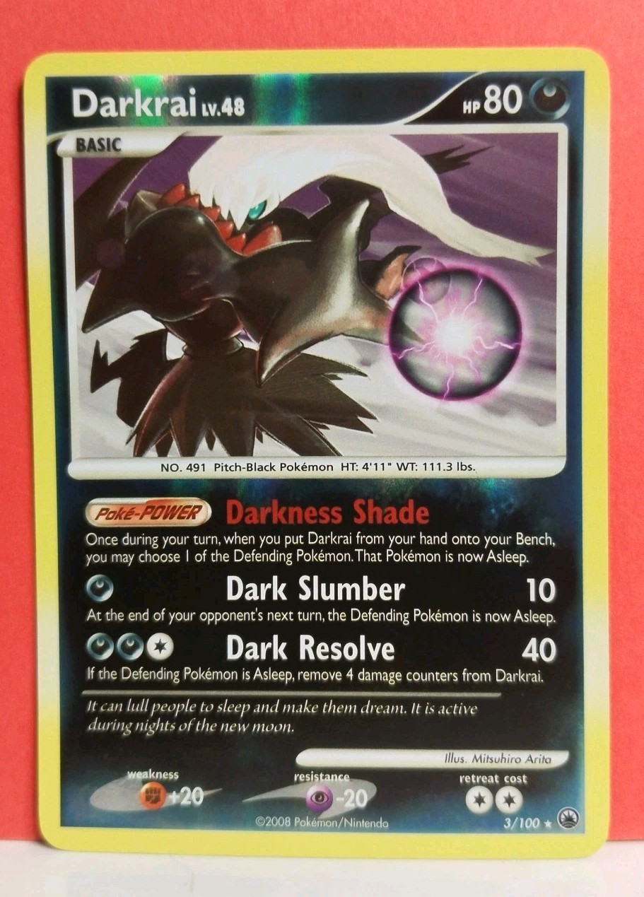 Darkrai 3/100 Reverse Holo Rare Majestic Dawn Diamond & Pearl Pokemon Card 2008