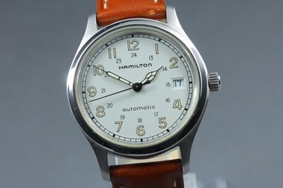 HAMILTON Khaki 9721A White Silver 36mm Date Automatic Men's Watch [Near MINT]