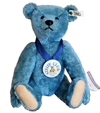 1994 STEIFF Club Teddy Bear blue mohair 1908 replica 420047 14" button  tags