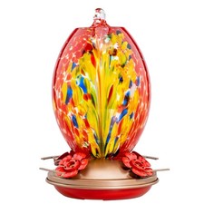 Glass Humming Bird Feeders for Outdoors 27OZ Blown Glass Hummingbird Feeder ...