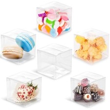 100pcs clear favor boxes,2 x 2 x 2 inches small candy containers trans