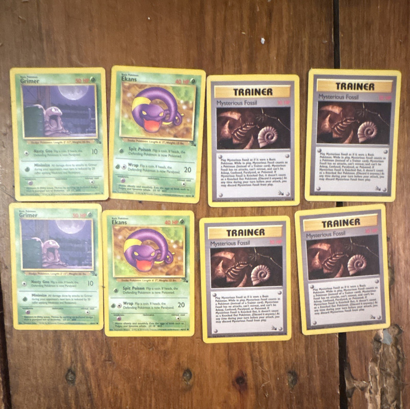 Pokemon TCG Fossil 1st Edition 8-Card Lot Grimer Ekans Mysterious Fossil