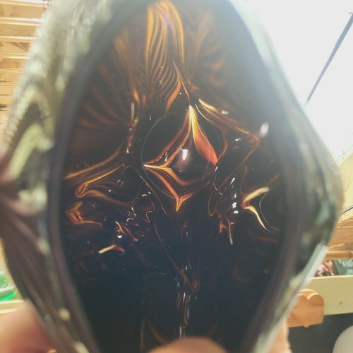 Bruce Freund Stunning Black Blue Green Iridescent Pulled Feather Handblown Vase - Picture 11 of 16