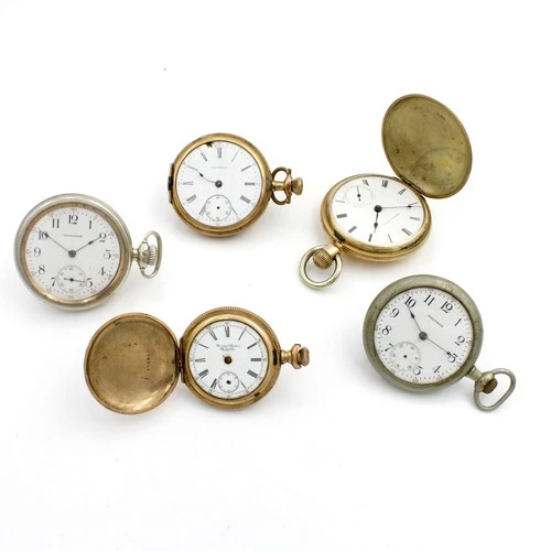 Antique 1870-1908 Waltham 11-15j 16-18s Pocket Watches As-Is Lot of 5 #WB4536-5