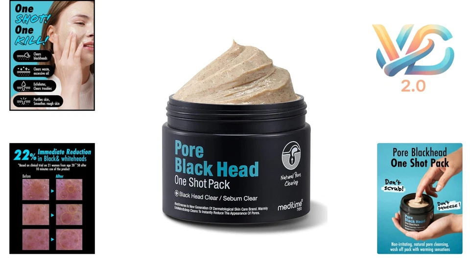 Mascarilla revitalizante de arcilla para espinillas de poros - Fórmula hidratante y exfoliante Foto 2 de 4