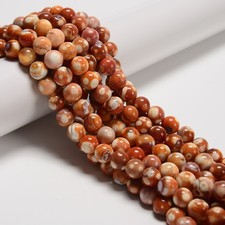 Orange Dream Fire Agate Smooth Round Beads Size 10mm 15.5'' Strand 10mm