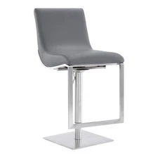 Armen Living Victory Contemporary Swivel Barstool in Brushed Stainless Steel and