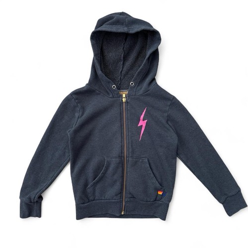 Aviator Nation Lightning Bolt Lightweight Full Zip Hoodie Kids Size 6