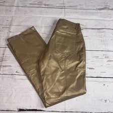 Hugo Buscati Gold Leather Pants Lined Women Size 12 A5