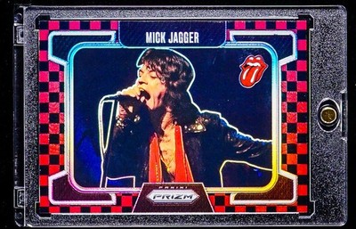Mick Jagger RARE REFRACTOR RED CHECKERBOARD PRIZM INVESTMENT CARD SSP