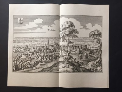 BENSHEIM - KUPFERSTICH MERIAN 1646 - 37x30 cm - ALTES FAKSIMILE 1959