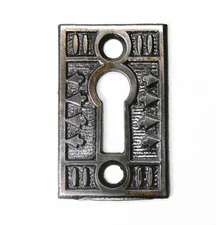 Antique Victorian Eastlake Cast Iron Ornate Key Hole Plate Cover Escutcheon