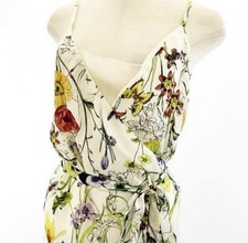 GUCCI Floral  Cami Silk 100% Dress with Waist Ribbon Multicolor 40 Used Mint
