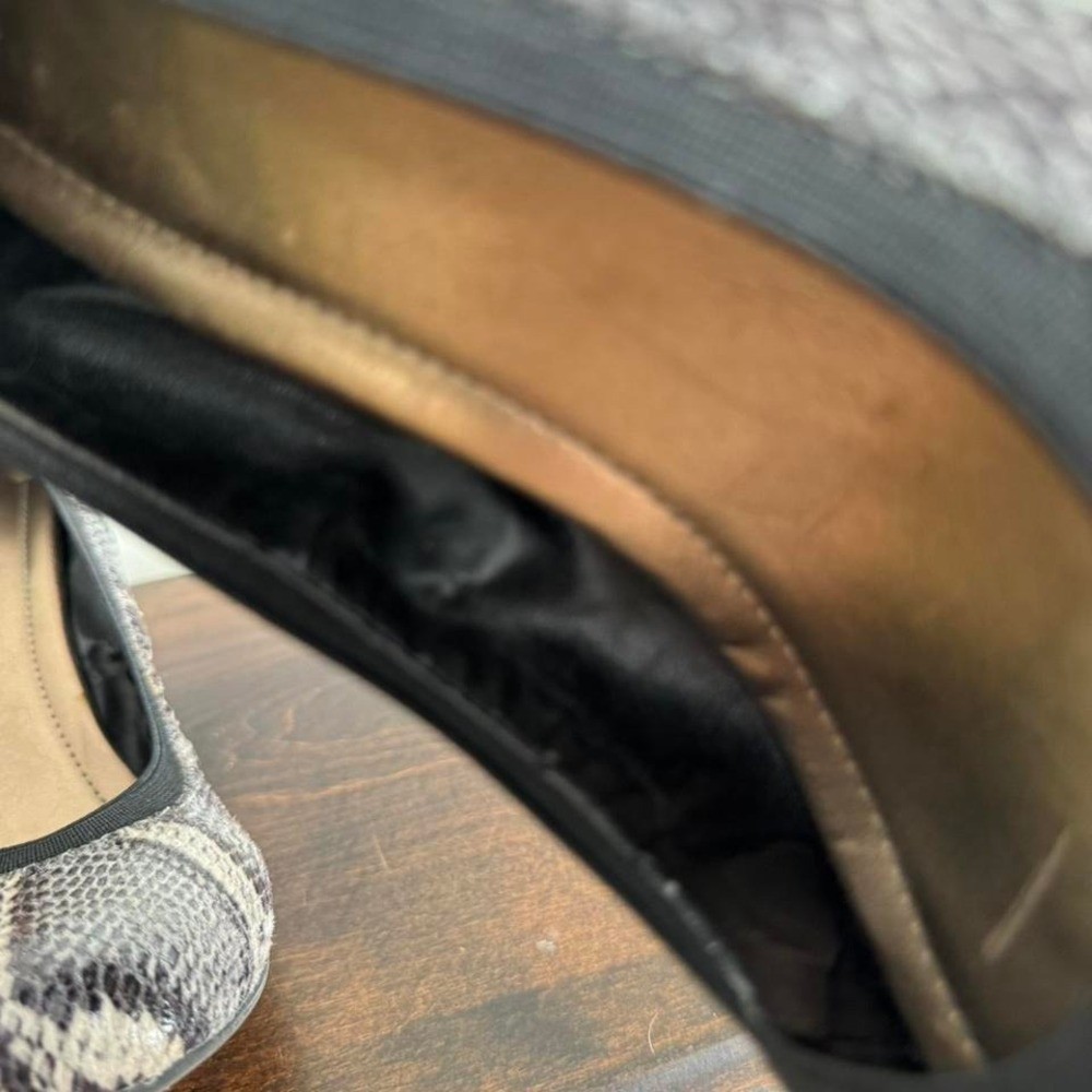 Snakeskin Ballet Flat Wedge Size 9 python gray bl… - image 5