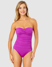 Anne Cole A2704 Womens Twist Front Strapless One-Piece Size 10