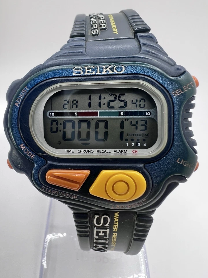 Raro Vintage Seiko Super Runners S640-4000 Relógio Esportivo Digital Masculino JDM 1990s - Imagem 3 de 4