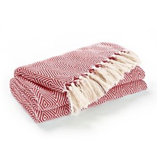 Luxury Reversible Super Soft Cotton Diamond Lrg Throw For Sofa Bed, 150 x 200cm