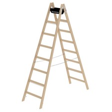 MUNK Holz Stehleiter 8 Sprossen Holzstehleiter Bockleiter Doppelleiter