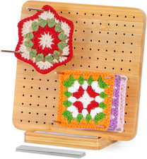 Lifewit Crochet Blocking Board with 20 Pegs, Bamboo Granny Square Blocking Board