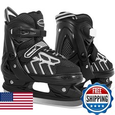 MammyGol Adjustable Ice Skates Gray Size 5 6 7 8 for Kids Boys Girls Beginner
