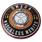 Vintage Omega Watches Sign - Matchless Merits Store Display Gas Porcelain Sign