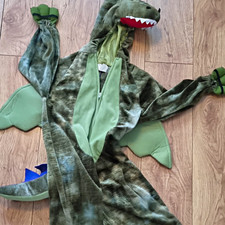 Green Dragon Dinosaur Hooded One Piece Fancy Dress World Book Day Size 7-8
