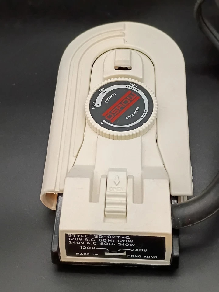 Mini plancha Osrow Tourist vintage - hierro tamaño viaje - años 80 - sin usar - SD-02T-G Foto 2 de 4