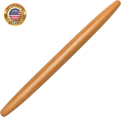 French Rolling Pin, 17 Inch Solid Wood Tapered Rolling Pin for Baking, Wooden Do