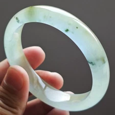 62mm Natural Icy Green Jadeite Jade Bracelet Burma Jadeite Jade Bangle 3127