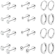 Stylish Hypoallergenic Flat Back Earrings Set for Active Lifestyles - 12 Pieces