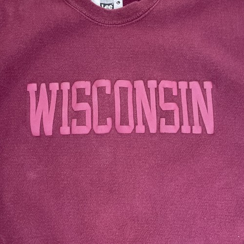 Vintage University Wisconsin Maroon Lee Cross Grain Crewneck Sweatshirt L - Bild 2 von 7