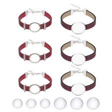 Bracelet Blanks for Jewelry Making 6pcs 18/25mm Red/Silver