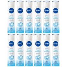 Nivea Fresh Natural 48 Hour Deodorant Spray, 5oz 150ml Pack of 12
