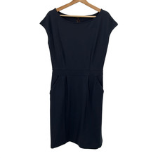 Quince Ultra-Stretch Ponte Cap Sleeve Dress Navy Basic Sleeved M