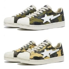 A Bathing Ape BAPE Skull Sta 1st Camo Sneaker Green / Yellow New Size 8 / 8.5