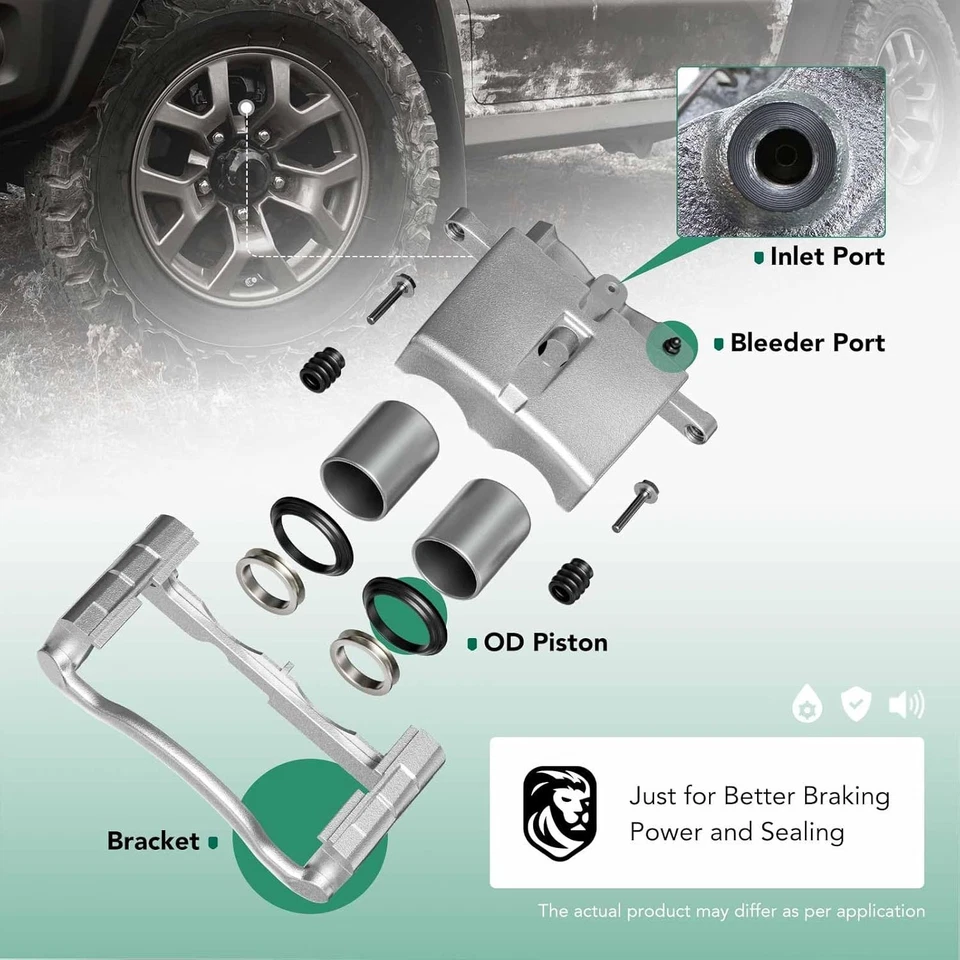 2x Rear Brake Caliper with Bracket for Chevy Express GMC Savana 2500 3500 03-20 - Image 3 of 4