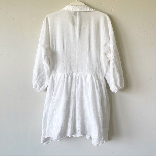 AQUA & Kristopher Brock Floral Embroidered Eyelet Mini Shirt Dress 100% Cotton S - Picture 13 of 14