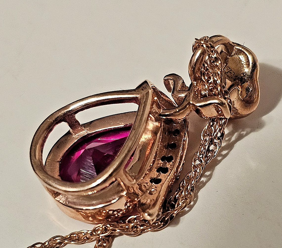 Affy Simulated Ruby Birthstone Rose Teardrop 14K … - image 17