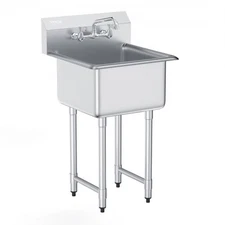 VEVOR Stainless Steel Prep & Utility Sink,1 Compartment Free Standing Small Sink