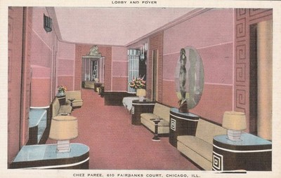 Chez Paree Lobby And Foyer Fairbanks Court Chicago Illinois IL Vintage Postcard
