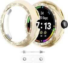 2-Pack Bling PC Case for Google Pixel Watch 4 41mm, Gold, Hard Edge Protection