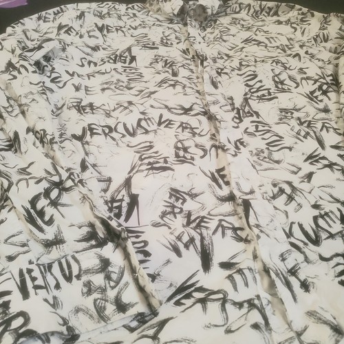 VERSACE VERSUS Shirt Mens Graffiti Logo All-Over Long Sleeve Cotton White Size S - Picture 5 of 24