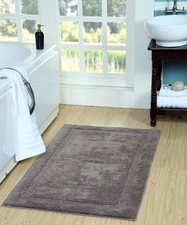 Cotton Bath Rug Set Non-Skid Machine Washable Gray 24x17 34x21