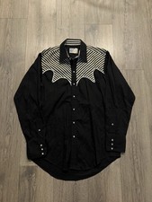Vintage Rockmount Ranch Wear Pearl Snap Shirt Medium Black White USA