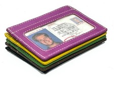 Genuine Leather ID 2 Credit Card Case Holder Minimalist Billfold Wallet